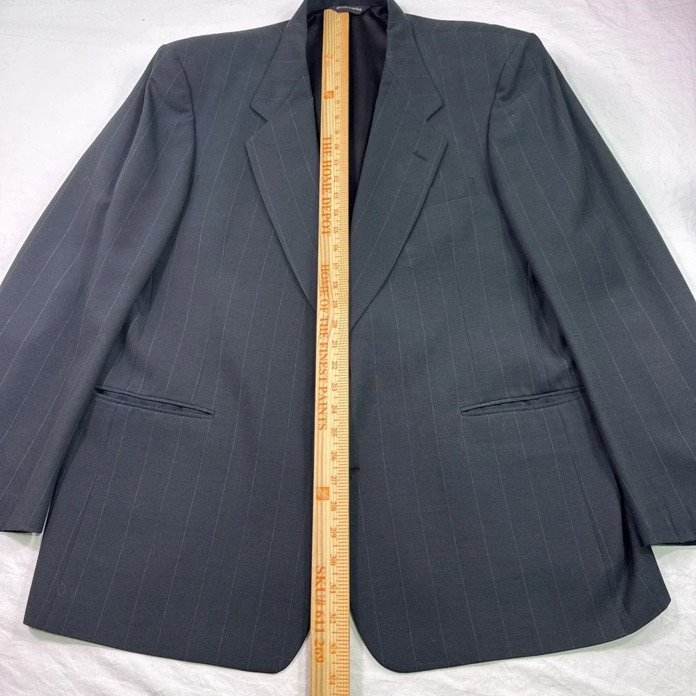 Vintage 70s Pierre Cardin Wool Pin Stripe 2 Button Suit Mens Size 44R Pant 38/31